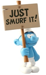 Figurine résine Les Schtroumpfs : Pancarte "Just smurf it" (Collectoys)