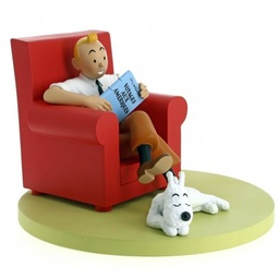 Tintin Figurine résine Les icônes - Tintin dans  fauteuil rouge