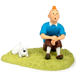 Tintin Figurine résine - Tintin assis dans l'herbe
