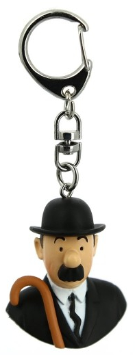 Figurine porte-clé PVC Tintin - Buste Dupond (canne à gauche)