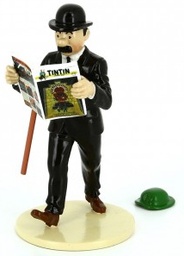 Figurine métal Tintin - « Lisez Tintin » Dupond avec chapeau Tournesol