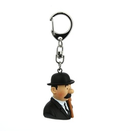 Figurine porte-clé PVC Tintin - Buste Dupont (canne à droite)