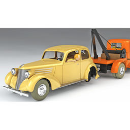 Voiture Tintin 1/43è #023 & #024 - La voiture accidentée + La dépanneuse Luxor "Le crabe aux pinces d'or" (1953)