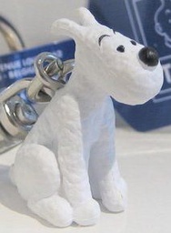 Figurine porte-clé PVC Tintin - Milou assis (2,5 cm)