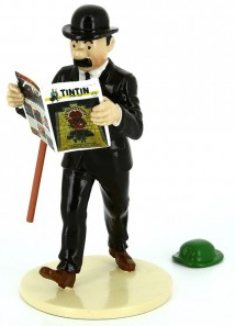 Figurine métal Tintin - « Lisez Tintin » Dupond avec chapeau Tournesol