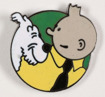 Pin’s Tintin et Milou sur fond vert