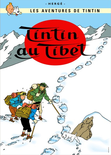 Poster Hergé Couv Les aventures de Tintin T20 - Tintin au tibet (50x70)