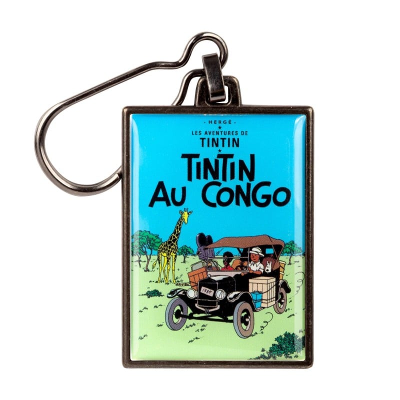 Figurine porte-clé métal Tintin - Couverture T02 Au Congo Couleurs