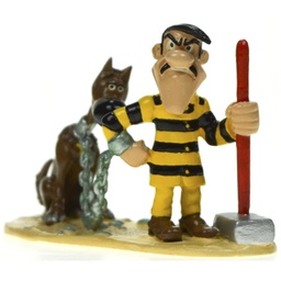 Figurine métal Lucky Luke Joe Dalton enchaîné à Rantanplan (Pixi)