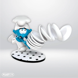 Figurine PVC de Schtroumpf - Le Schtroumpf pile d'assiettes