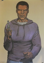 Poster - Cible PJ Liège - Malik : Homme au sweat-shirt à capuche bleu